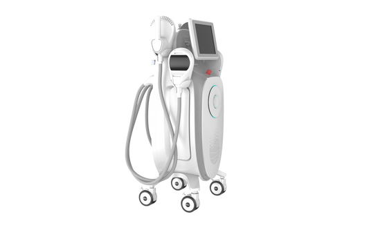 PZLASER UMS Sculptor medical device showing side view with a digital screen, two device handhelds on wheels. It is an ideal laser device purchase.