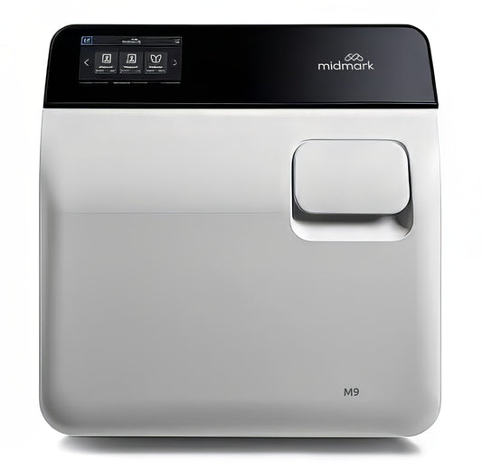 Silver medical device with black digital control top and 'midmark' branding.  It is an ideal value device purchase.