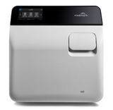 Midmark M9 Automatic Steam Sterilizer with the front view, featuring a digital display and control panel on top, and door handle.