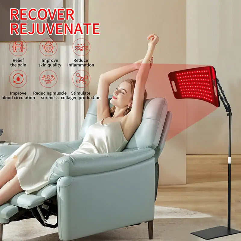 Image showing different benefits related to recover and rejuvenation of skin. It is an ideal LED device purchase.