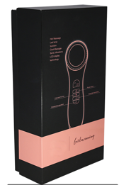 Black and pink packaging box with a device illustration. It is an ideal LED device purchase.