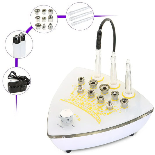 White electronic device with various attachments, it is a great microdermabrasion device purchase.