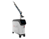 PicoIris® Advanced 5-Mode Picosecond Laser medical device with a nozzle on wheels in a side view. It is an ideal laser device purchase.