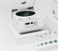 Laboratory centrifuge with samples on a white background, it is a great device purchase.