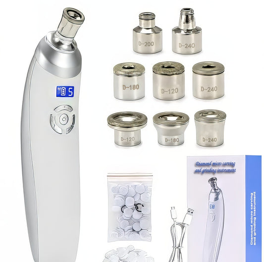 White electronic device with digital display and multiple attachments on a white background. It is an ideal device purchase.