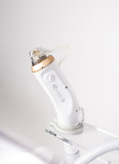 Image of Ellisys Sense aesthetic device showing the top half and user interface. Vendor is Lacora. It is a great value microneedling radiofrequency purchase.