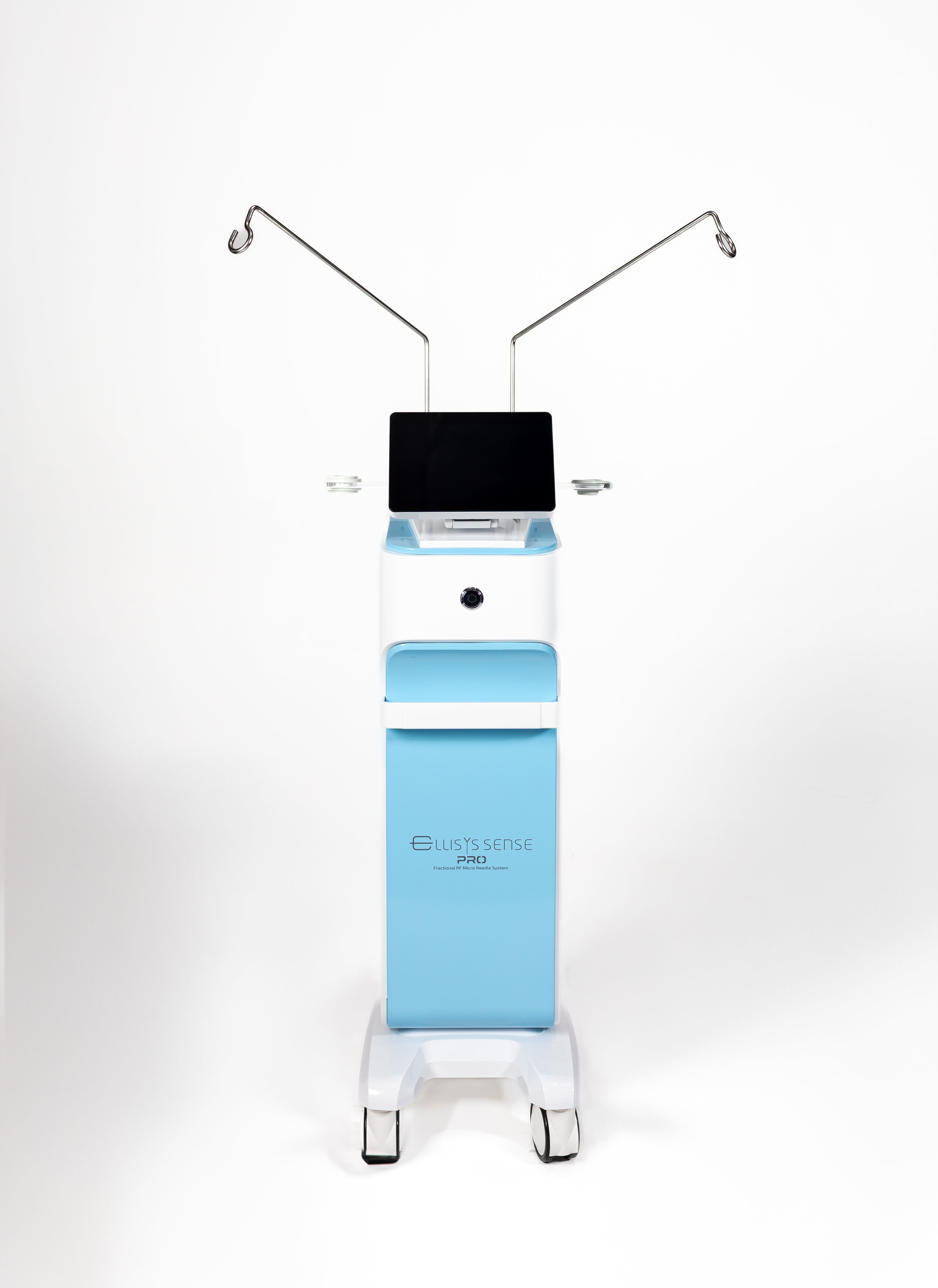 Image of Ellisys Sense aesthetic device showing the top half and user interface. Vendor is Lacora. It is a great value microneedling radiofrequency purchase.