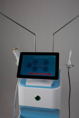 Image of Ellisys Sense aesthetic device showing the top half and user interface. Vendor is Lacora. It is a great value microneedling radiofrequency purchase.
