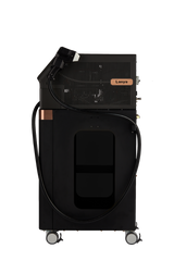 Black laser engraving machine with 'Lasya' branding on a white background. It is an ideal device purchase.