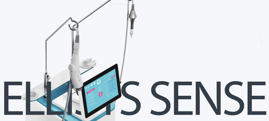 Image of Ellisys Sense aesthetic laser device showing the top half and user interface. Vendor is Lacora. It is a great value purchase.