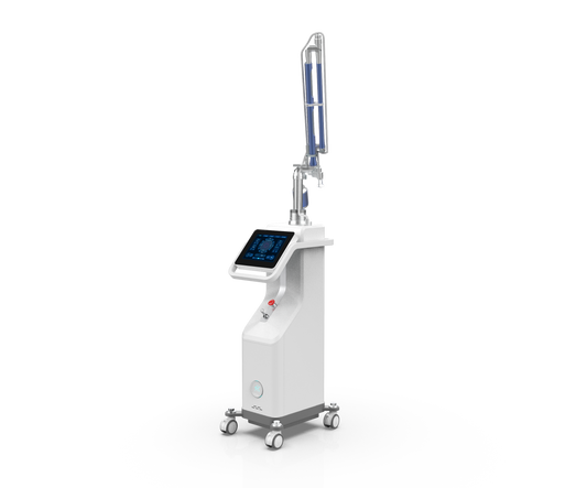 Fractional CO2 Aesthetic Laser Medical device with a digital screen and nozzle. It is an ideal laser device purchase. 