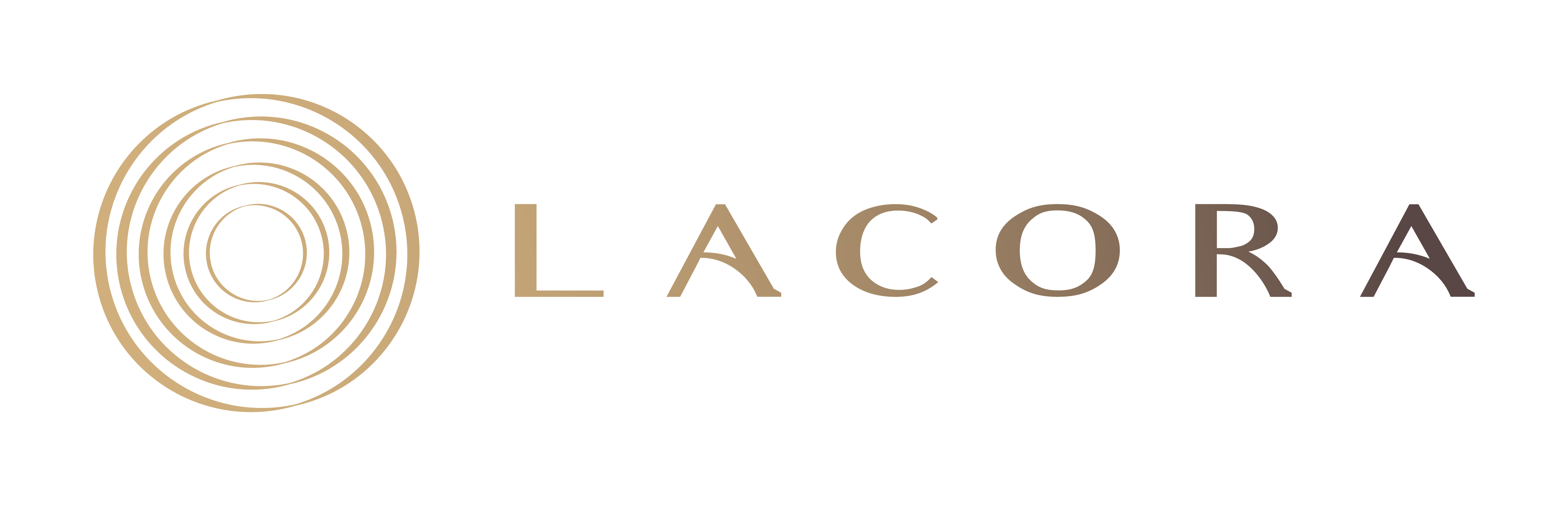 Lacora logo with a circular design element on a transparent background.