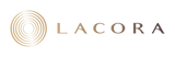 Lacora logo with a circular design element on a transparent background.