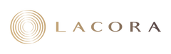 Lacora logo with a circular design element on a transparent background.
