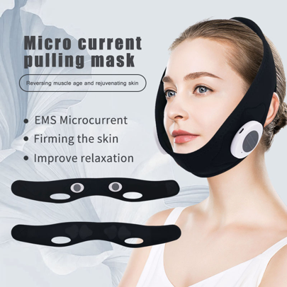 Image showing a the benefits of black slimming face mask. It is a great Micro Current EMS device purchase.