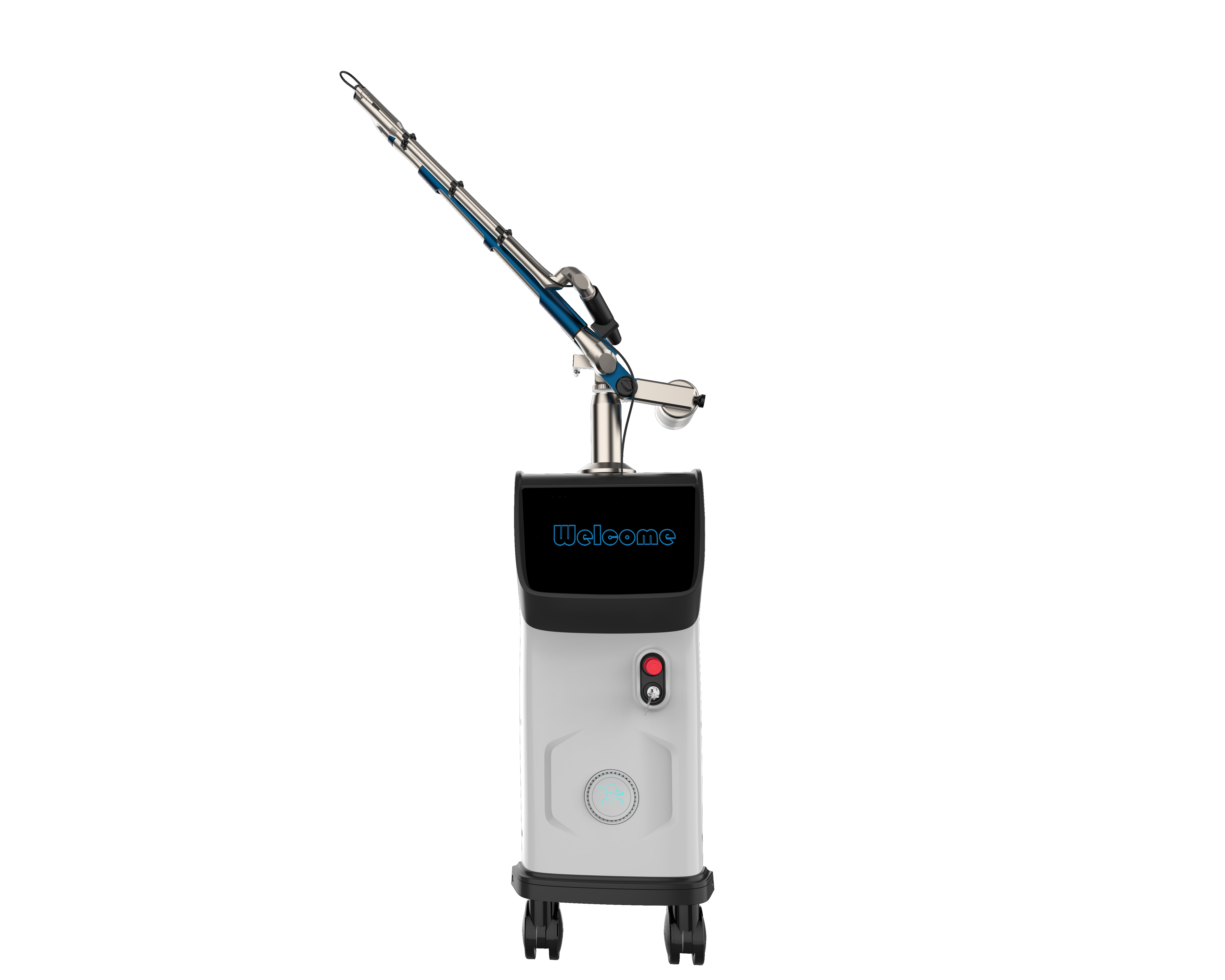 PicoIris® Advanced 5-Mode Picosecond Laser medical device with a long nozzle on wheels. It is an ideal laser device purchase.