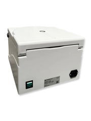 Back side view of a portable centrifuge machine with a digital display and multiple settings, designed for laboratory use. It is an ideal centrifugation device purchase.