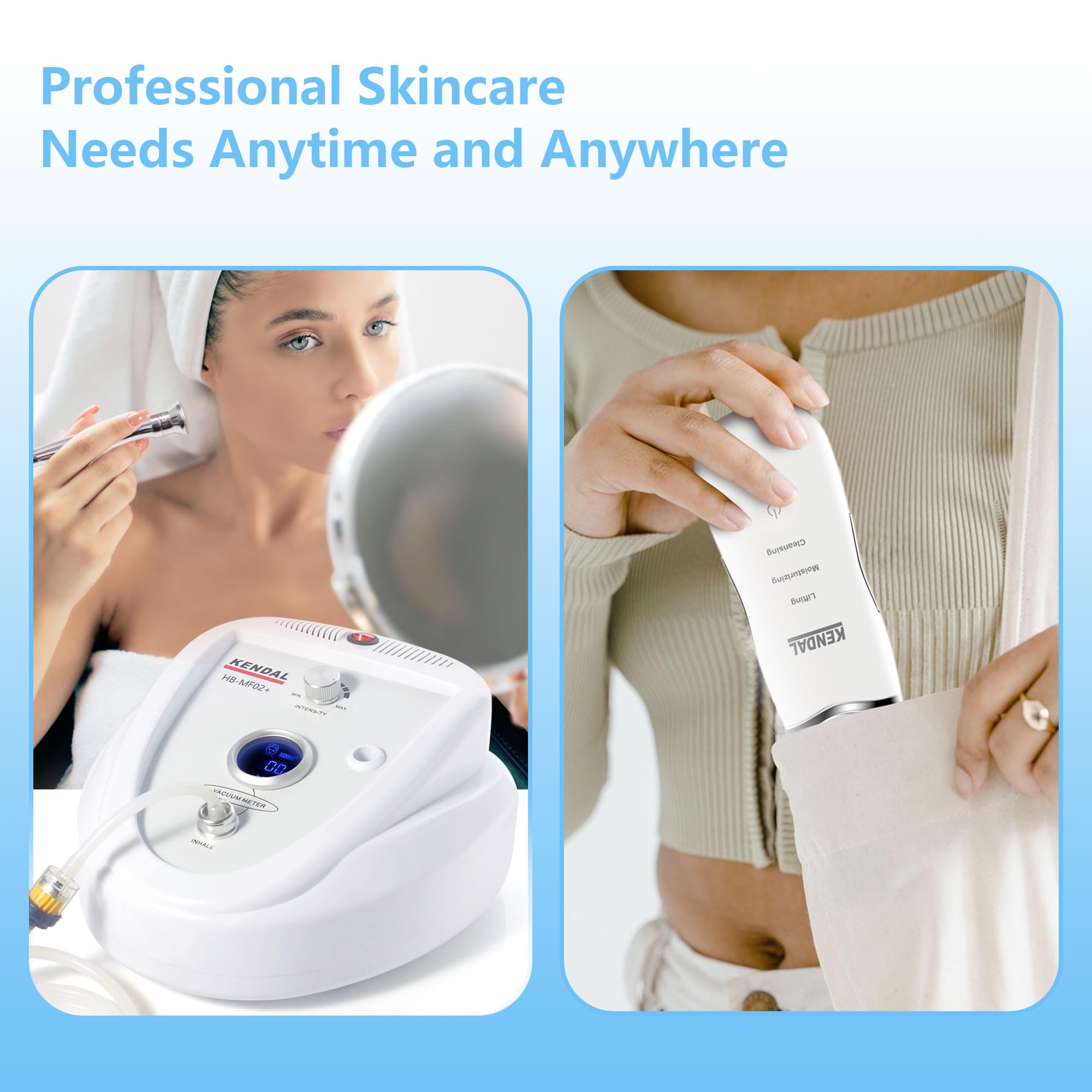 Professional skincare needs anytime and anywhere with Kendal 2 in 1 Professional Diamond Microdermabrasion Machine. It is an ideal device purchase.