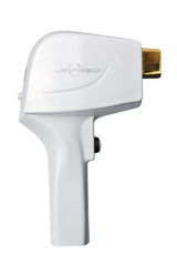 White handheld device with gold connector. It is a great value LED purchase.
