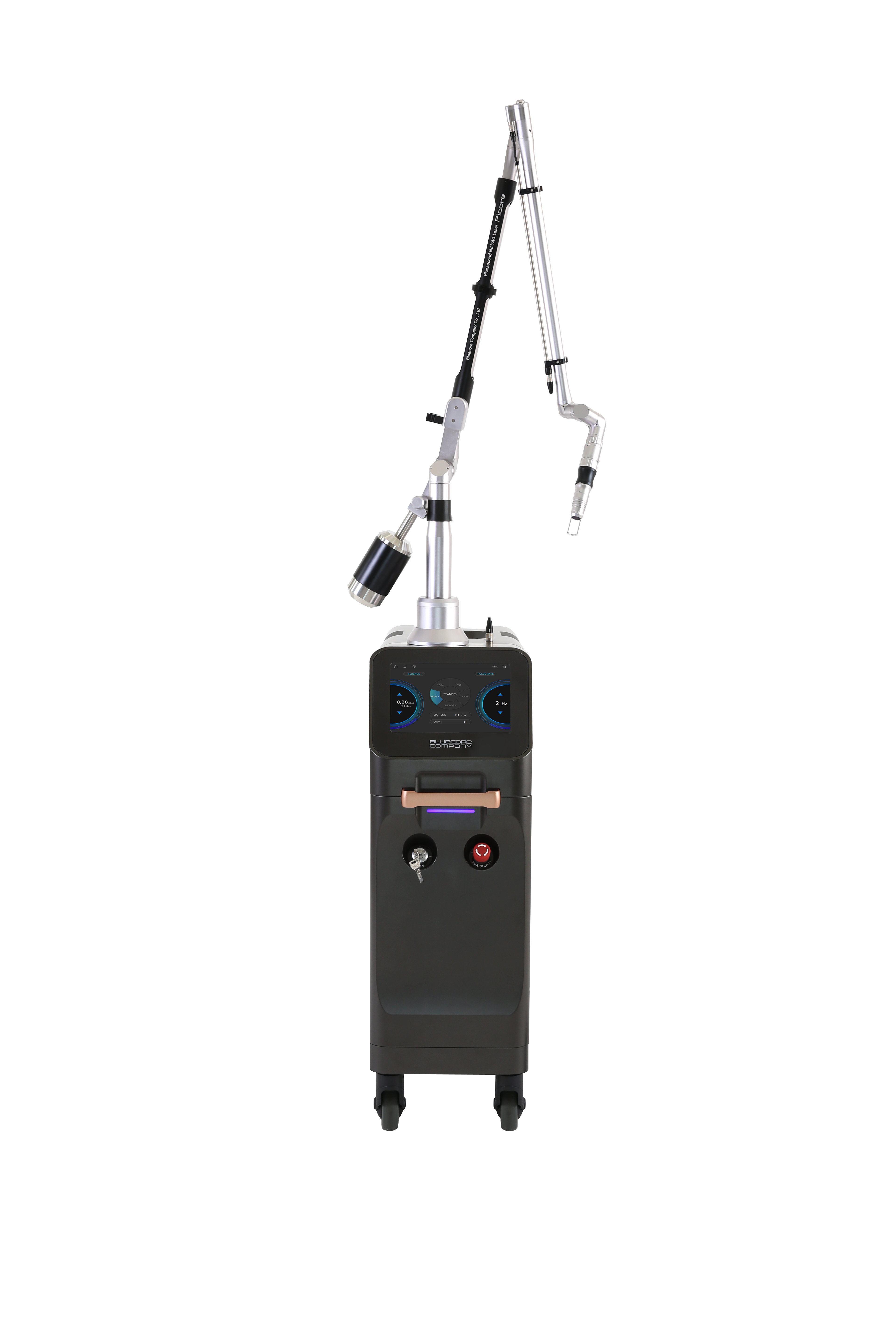 Lacora's  Picore Picosecond Device showing the front of laser device. It is a great value for Picosecond  Nd:YAG Laser purchase.