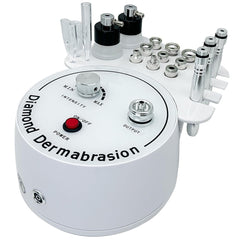 Diamond Microdermabrasion Machine with control buttons and various equipment accessories are displayed. It is a home use facial skincare equipment and ideal for device purchase.