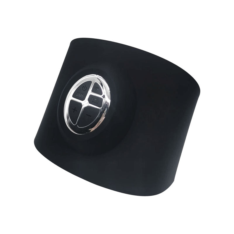 Image showing compact wrapped view of a black electric slimming device. It is a great EMS device purchase.