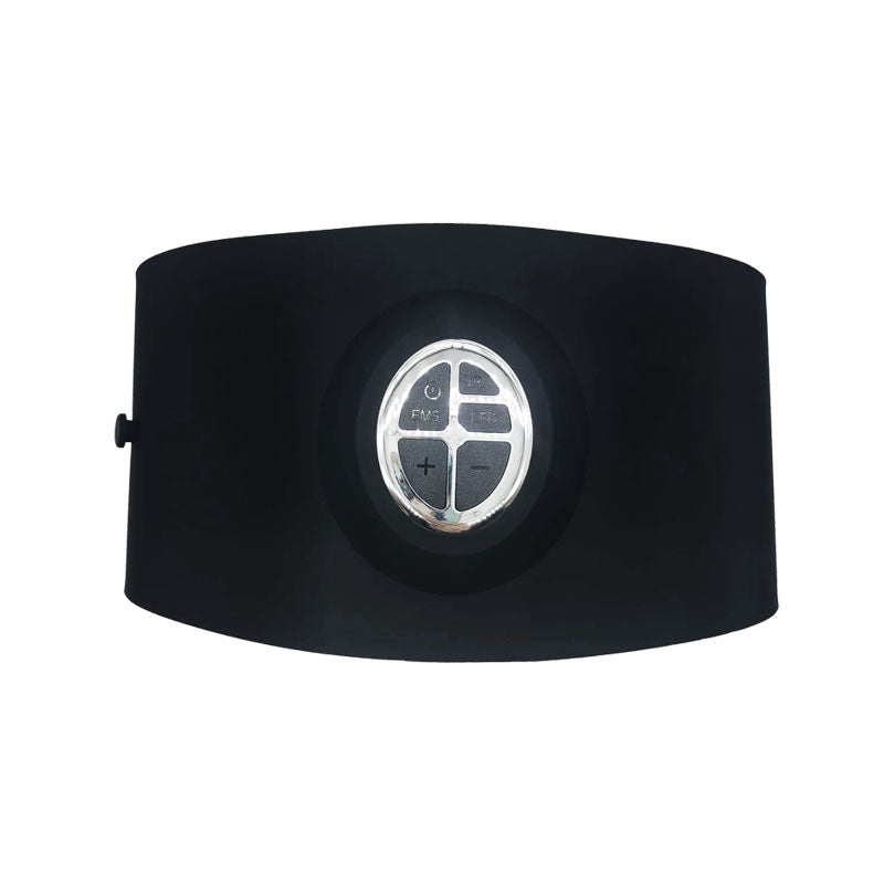 Image showing compact wrapped view of a black electric slimming device. It is a great EMS device purchase.
