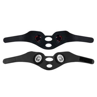Image showing front and back view of a black face mask. It is a great EMS device purchase.