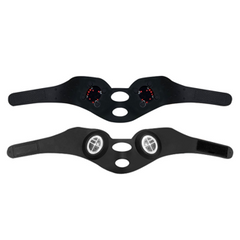 Image showing front and back view of a black face mask. It is a great EMS device purchase.