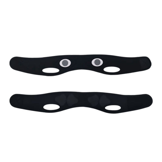Image showing the front and back view of a black slimming face mask with cutouts. It is a great Micro Current EMS device purchase.