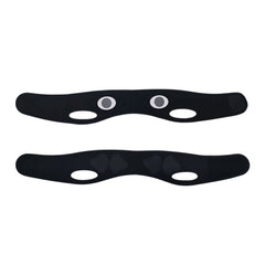 Image showing the front and back view of a black slimming face mask with cutouts. It is a great Micro Current EMS device purchase.