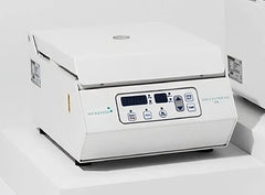 White electronic centrifuge device with digital display on a white background, it is a great device purchase.
