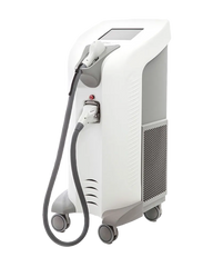 Image showing side view of a medical equipment on wheels stand with one handpiece, it is a great laser device purchase.