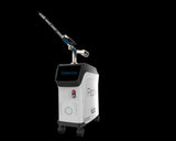 Image showing side front view of PicoIris® Advanced 5-Mode Picosecond Laser medical device with a nozzle on wheels. It is an ideal laser device purchase.