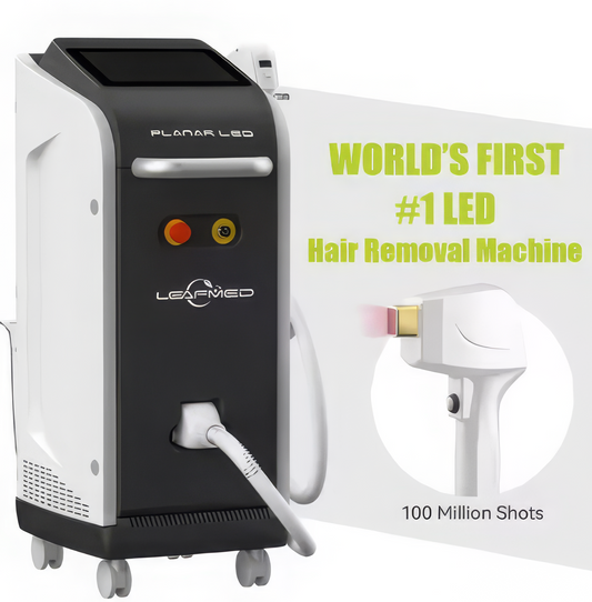 Hair removal machine with 'Planar LED' branding and promotional text on a white background