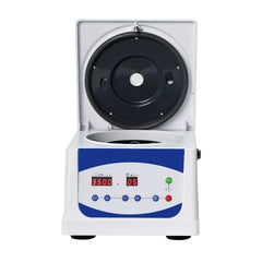 Laboratory centrifuge with a rotor inside, and digital display control panel on the front side. It is the best device purchase.