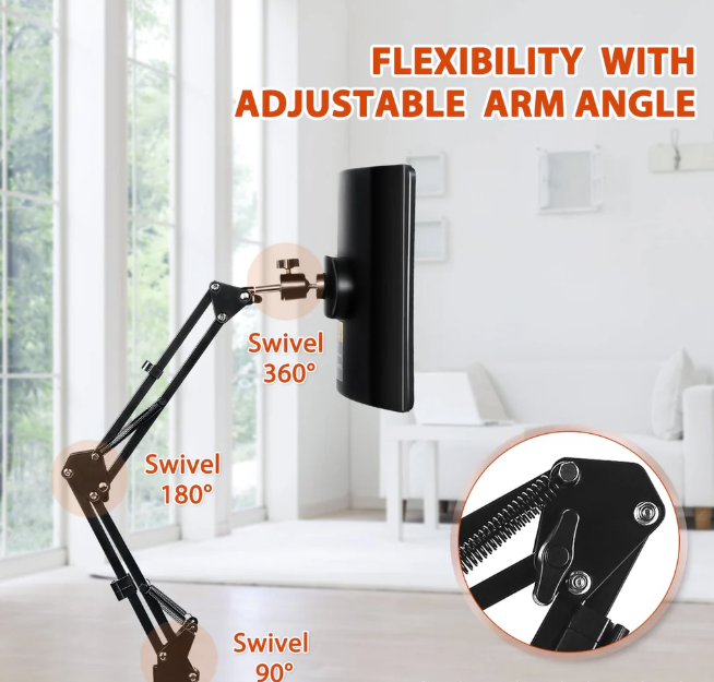 Flexible with adjustable arm angles at 90, 180 and 360 degrees of Portable Red & Infrared LED Light Therapy Panel It is an ideal LED device purchase.