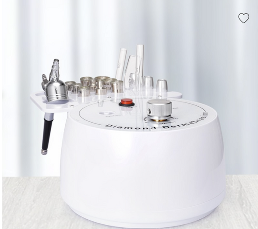 Diamond Microdermabrasion Machine with control buttons and various equipment accessories are displayed. It is a home use facial skincare equipment and ideal for device purchase.