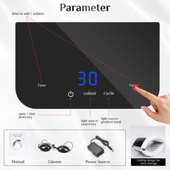 Professional Red Light Therapy Device's parameter and various features explained in the image.