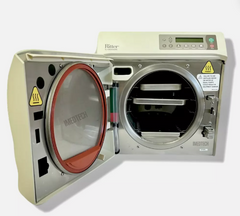 Ritter M9 Steam Sterilizer with the door open, displaying the interior chamber and digital control panel on top. It is an ideal value purchase device.
