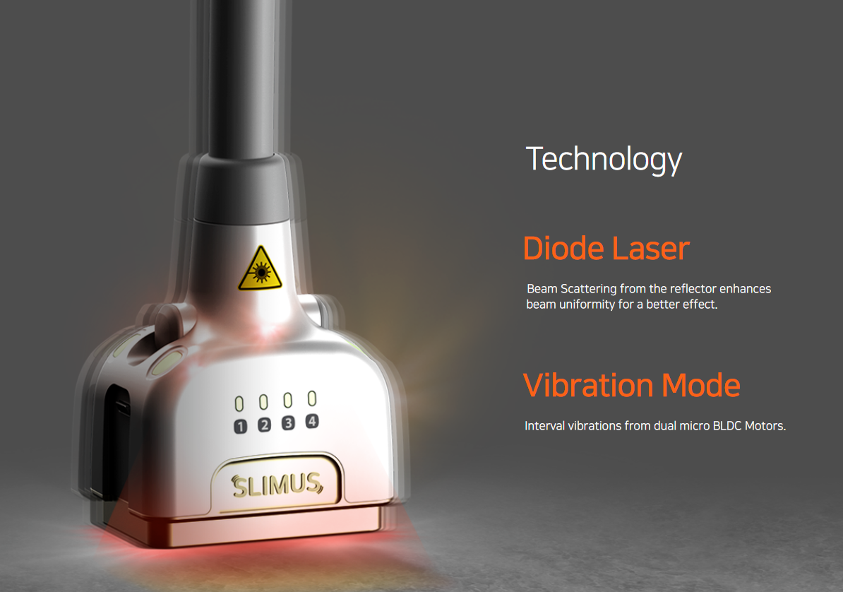 SLIMUS Laser device uses Diode Laser Technology and interval vibrational mode for body fat reduction. It is a great value aesthetic laser purchase.