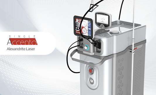 Professional Accento 755nm Alexandrite laser device used for hair removal and pigmentation treatment. It is a great value purchase of laser medical device system.