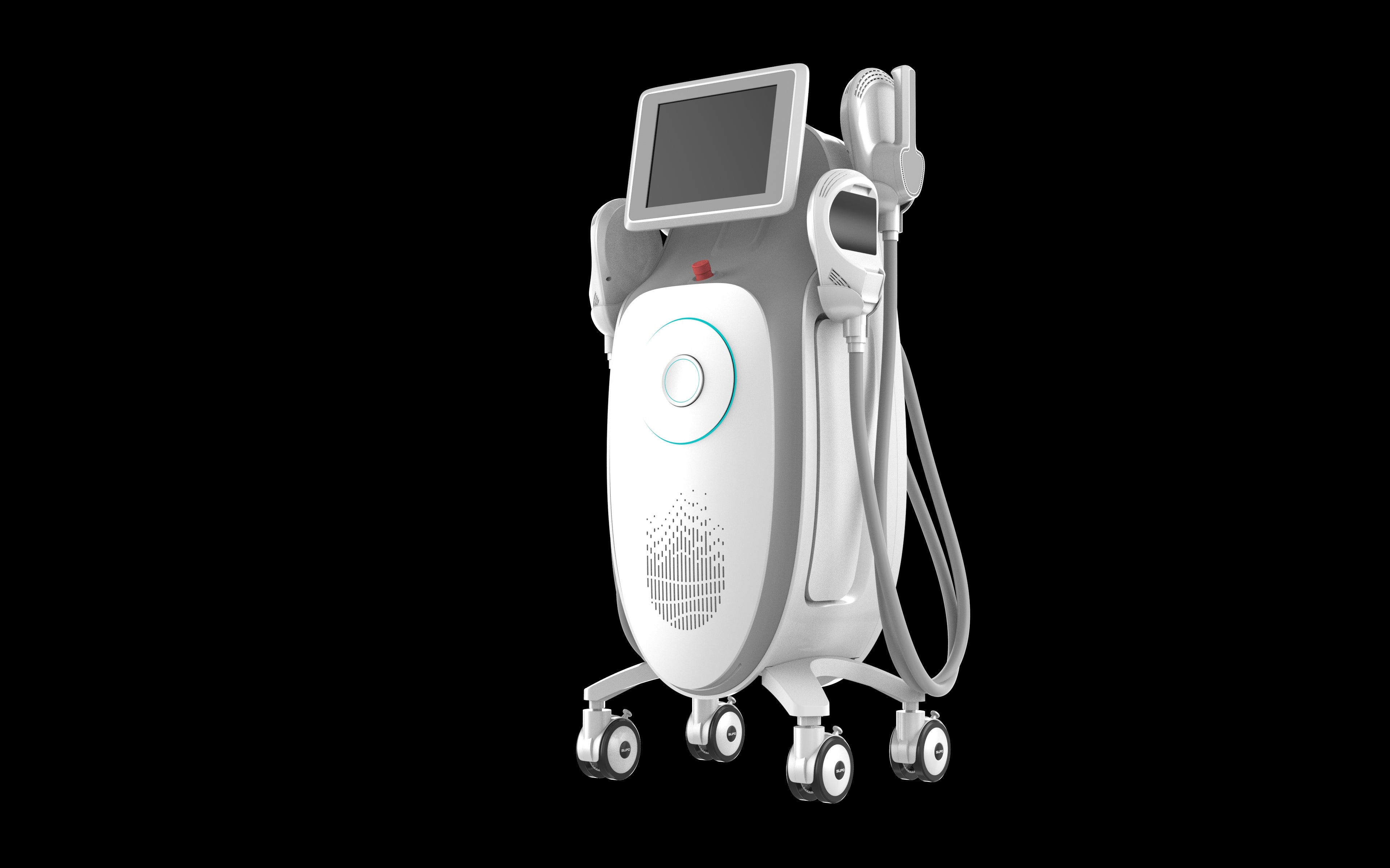 PZLASER UMS Sculptor medical device with a digital screen, two device handhelds on wheels. It is an ideal laser device purchase.