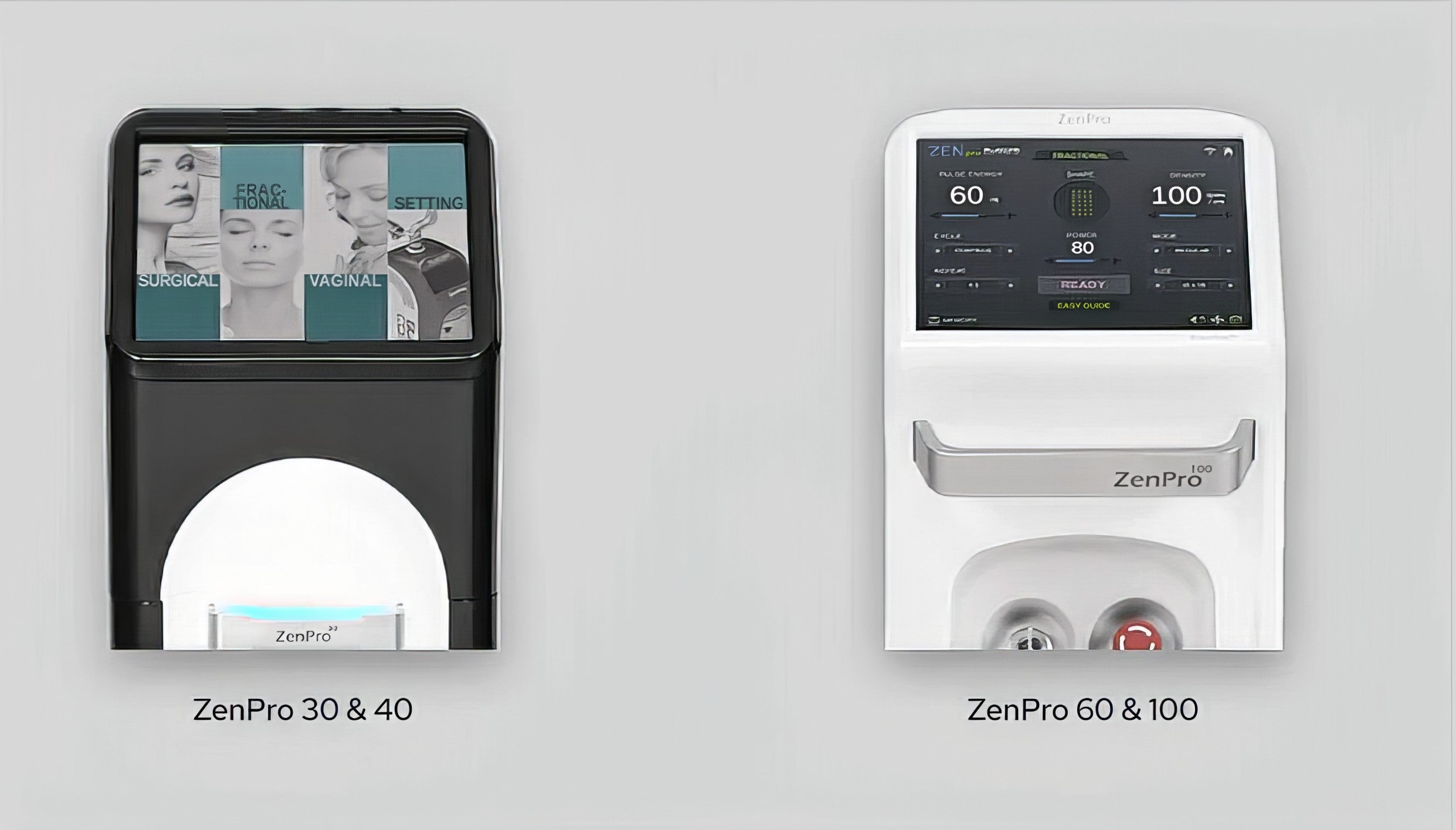Two models of ZenPro devices on a gray background. It is an ideal device purchase.